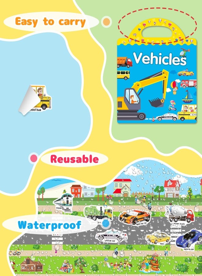 Benresive Reusable Sticker Books for Toddlers, Fun Travel Stickers for Kids, Toddler Sticker Book, Crafts Activities for Toddlers, 3 and Up Birthady Gifts - Vehicle - Image 5